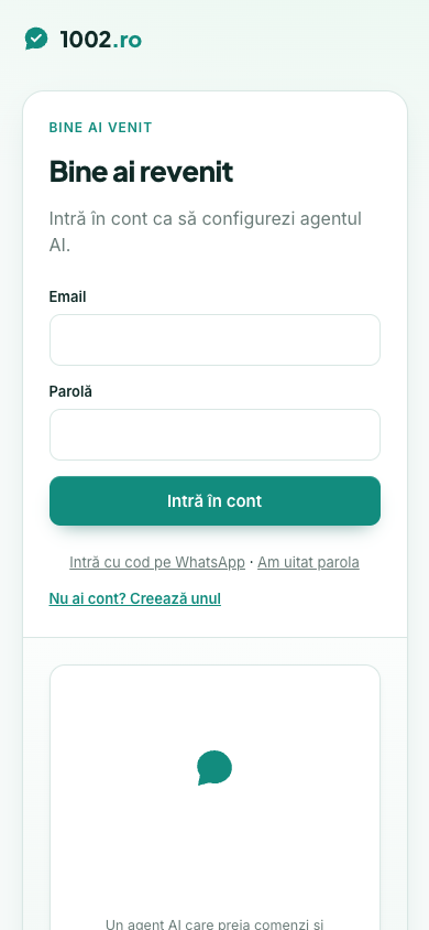 Ecranul de autentificare, în varianta mobilă.