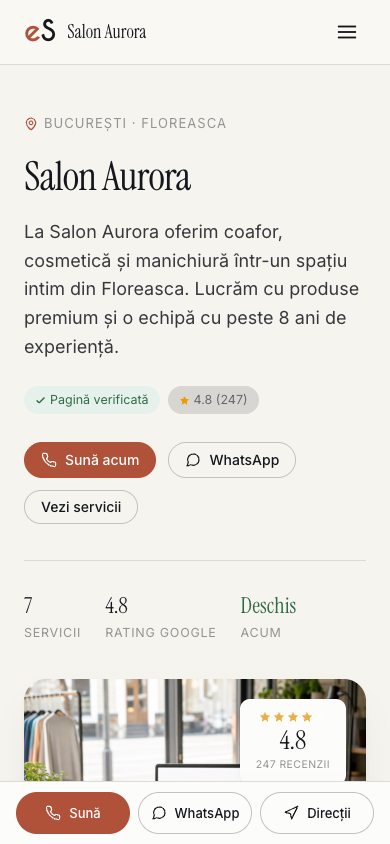Aceeași pagină de exemplu, în varianta mobilă.